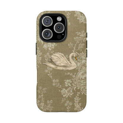 Viral Rococo Swan Print Phone Case, Soft Romantic Aesthetic, Coquette Swan Lace Cover, Compatible for Iphone 17 16 15 14 13 12 11 and for Samsung S26 S25 S24 S23 S22 S21, Perfect Holiday Gift