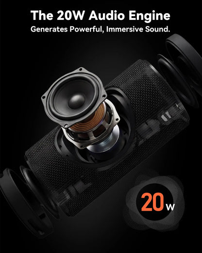 [Summer Essentials] Bassbloom Roar 3 Portable Bluetooth Speaker,Handy,Compact,20W Powerful Audio Sound with JIKE Bass,Ipx6 Waterproof,24H Playtime,Bluetooth 5.4,RGB Lights,Wireless Smartphone TWS Pairing,Outdoor for Camping and Beach