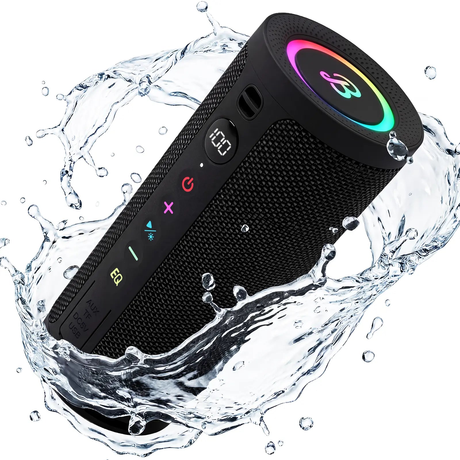 [Summer Essentials] Bassbloom Roar 3 Portable Bluetooth Speaker,Handy,Compact,20W Powerful Audio Sound with JIKE Bass,Ipx6 Waterproof,24H Playtime,Bluetooth 5.4,RGB Lights,Wireless Smartphone TWS Pairing,Outdoor for Camping and Beach
