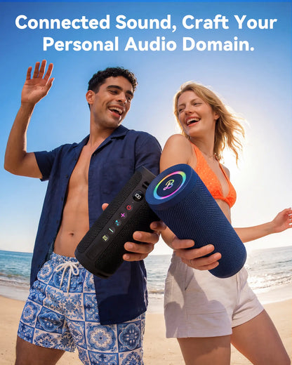 [Summer Essentials] Bassbloom Roar 3 Portable Bluetooth Speaker,Handy,Compact,20W Powerful Audio Sound with JIKE Bass,Ipx6 Waterproof,24H Playtime,Bluetooth 5.4,RGB Lights,Wireless Smartphone TWS Pairing,Outdoor for Camping and Beach