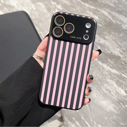 Bold High-Contrast Stripe Print Phone Case Delivers a Fun Retro Summer Vibe Who Love Understated yet Eye-Catching Style with Ultra Skin Friendly Touch, All Inclusive Lens Phone Case Suitable for Iphone 17 16 15 14 13 12