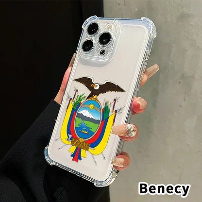Ecuador'S National Emblem Pattern Phone Case for Iphone 17 Air 16 E 15 14 13 12 Pro Max plus 11 Transparent Anti-Yellowing Four-Corner Thickened Mobile Border with Counter-Fall Safety Cushion