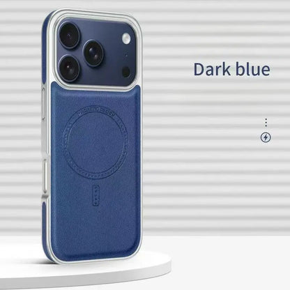 Compatible with Phone 17/16/15 Pro Max Magnetic Leather Case, Premium PU Leather Slim Protective Cover with Strong Magnetic Lock, Shockproof Camera Protection, Anti-Fingerprint, Wireless Charging Compatible, Desert Brown