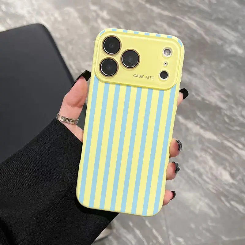 Bold High-Contrast Stripe Print Phone Case Delivers a Fun Retro Summer Vibe Who Love Understated yet Eye-Catching Style with Ultra Skin Friendly Touch, All Inclusive Lens Phone Case Suitable for Iphone 17 16 15 14 13 12