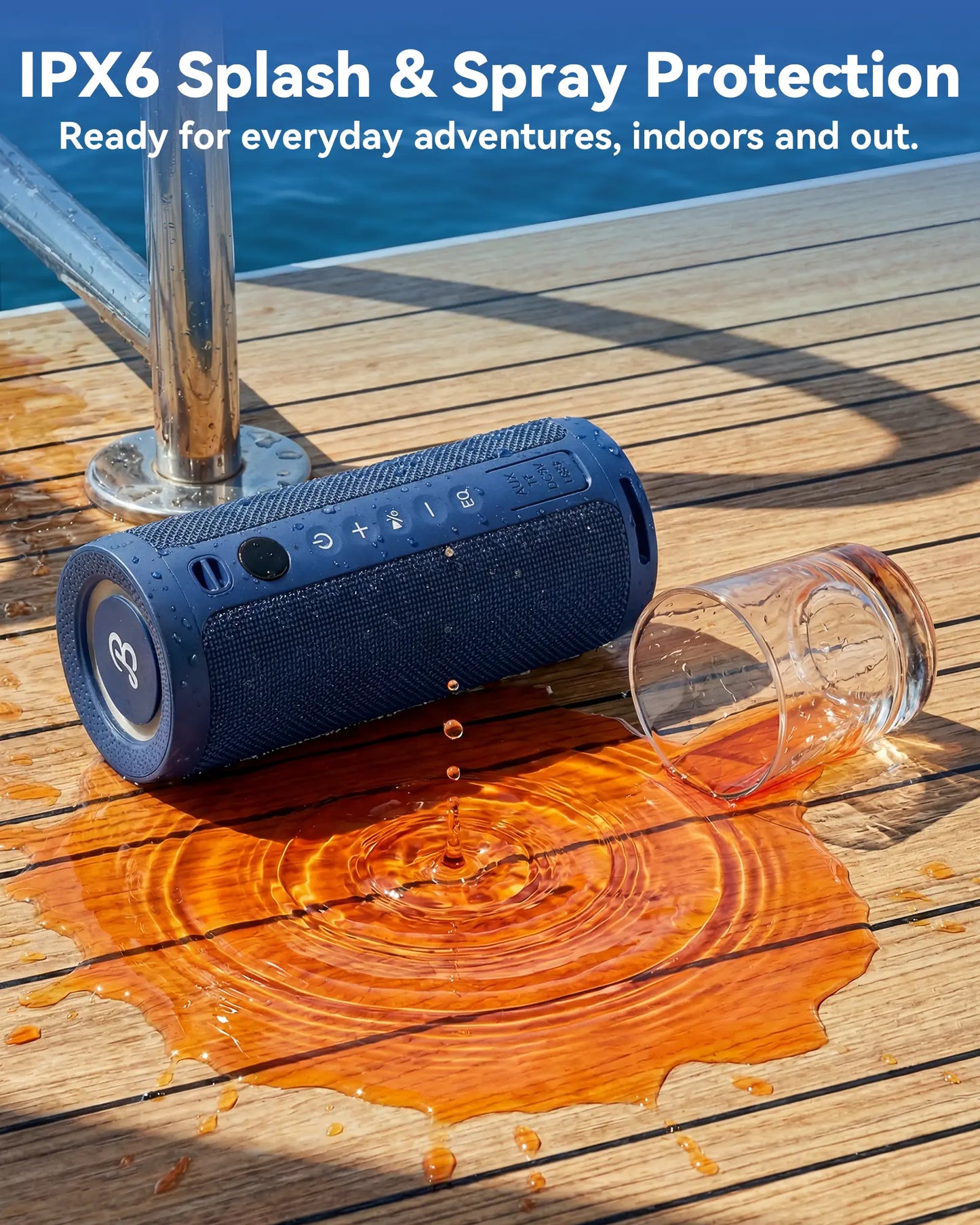 [Summer Essentials] Bassbloom Roar 3 Portable Bluetooth Speaker,Handy,Compact,20W Powerful Audio Sound with JIKE Bass,Ipx6 Waterproof,24H Playtime,Bluetooth 5.4,RGB Lights,Wireless Smartphone TWS Pairing,Outdoor for Camping and Beach