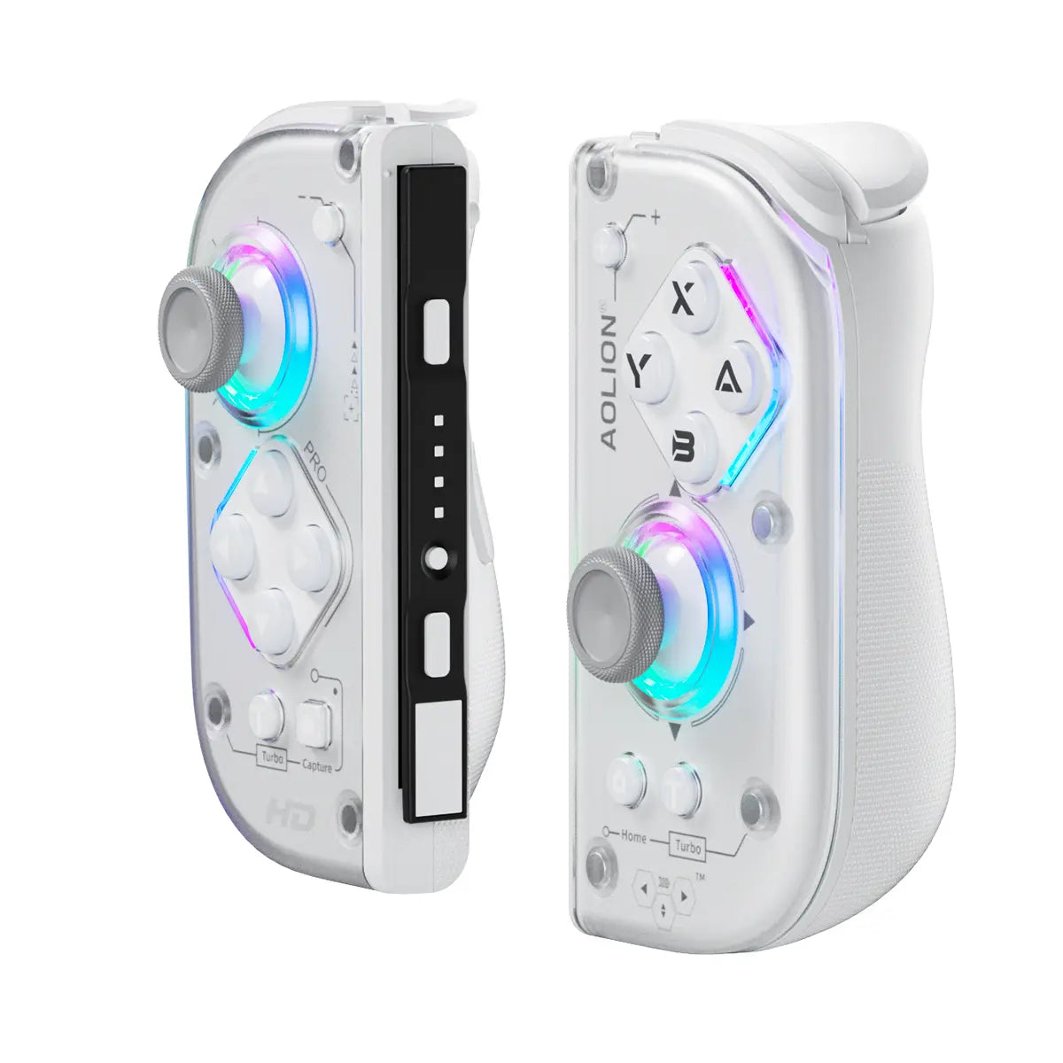 AOLION J20 Detachable Wireless RGB Game Controller for Switch - Hall Effect Joysticks, Ergonomic Grip, Clicky Buttons, Motion Control, Turbo, Adjustable Vibration, Custom Shell, Bluetooth, Cable, Storage Case, Switch Gaming Accessory
