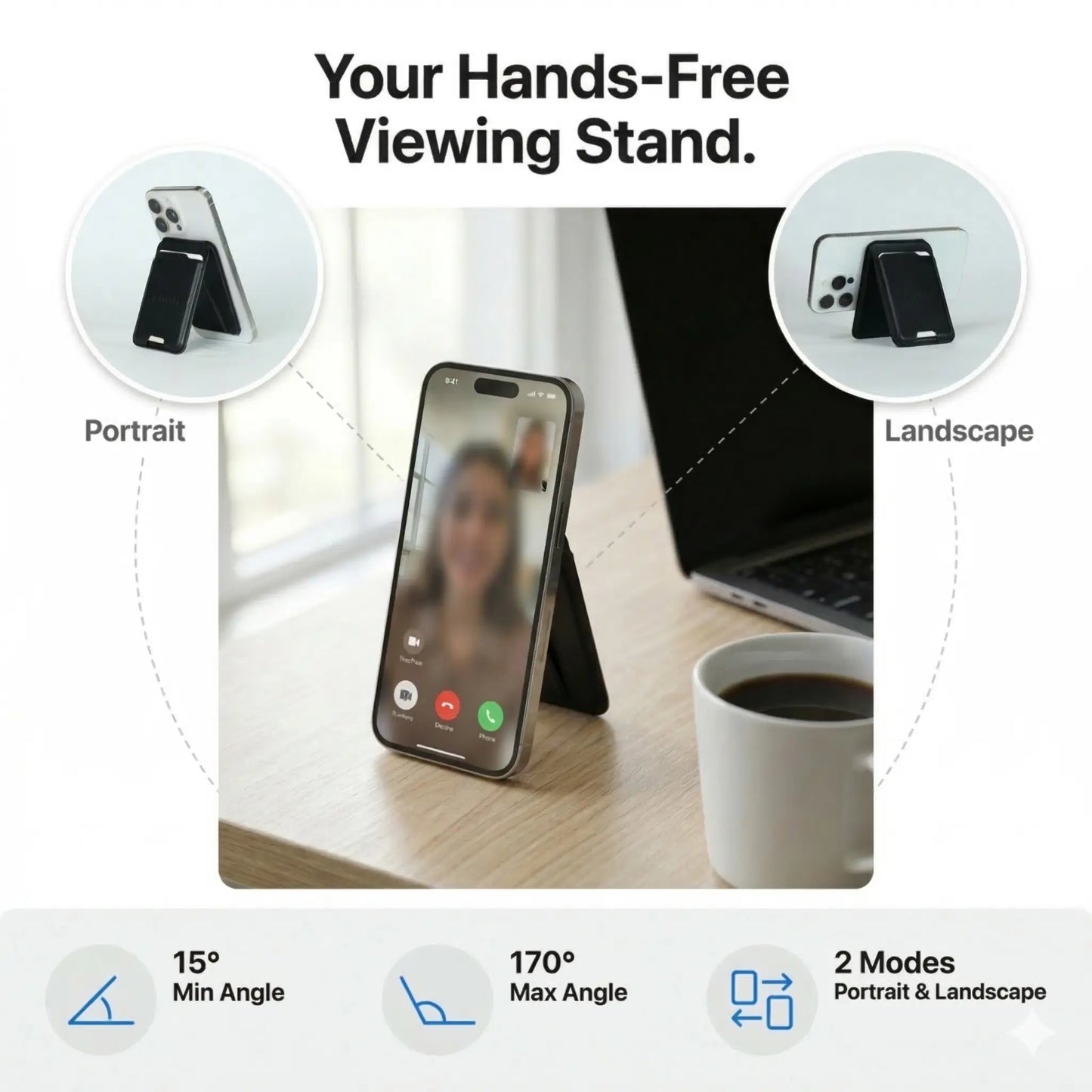 Magsafe Wallet with Apple Find My Ultra-Strong Magnetic Hold Slim Leather Card Holder Adjustable Phone Stand Quick Access Slots for Iphone 12 13 14 15 16 17