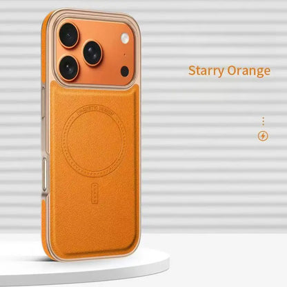 Compatible with Phone 17/16/15 Pro Max Magnetic Leather Case, Premium PU Leather Slim Protective Cover with Strong Magnetic Lock, Shockproof Camera Protection, Anti-Fingerprint, Wireless Charging Compatible, Desert Brown