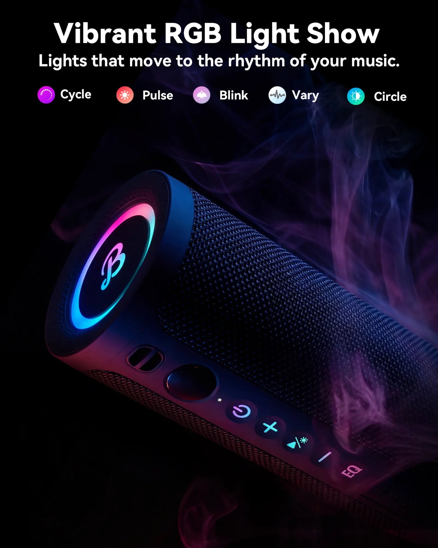 [Summer Essentials] Bassbloom Roar 3 Portable Bluetooth Speaker,Handy,Compact,20W Powerful Audio Sound with JIKE Bass,Ipx6 Waterproof,24H Playtime,Bluetooth 5.4,RGB Lights,Wireless Smartphone TWS Pairing,Outdoor for Camping and Beach