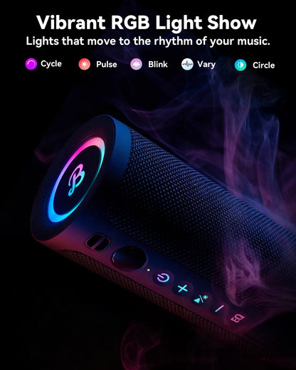[Summer Essentials] Bassbloom Roar 3 Portable Bluetooth Speaker,Handy,Compact,20W Powerful Audio Sound with JIKE Bass,Ipx6 Waterproof,24H Playtime,Bluetooth 5.4,RGB Lights,Wireless Smartphone TWS Pairing,Outdoor for Camping and Beach