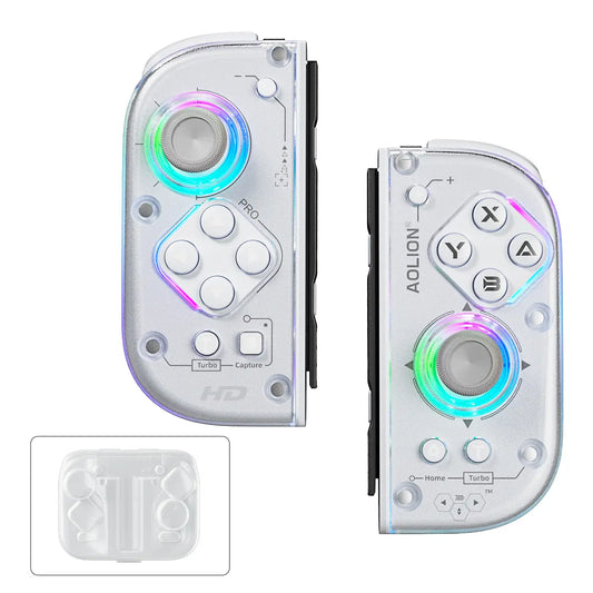 AOLION J20 Detachable Wireless RGB Game Controller for Switch - Hall Effect Joysticks, Ergonomic Grip, Clicky Buttons, Motion Control, Turbo, Adjustable Vibration, Custom Shell, Bluetooth, Cable, Storage Case, Switch Gaming Accessory