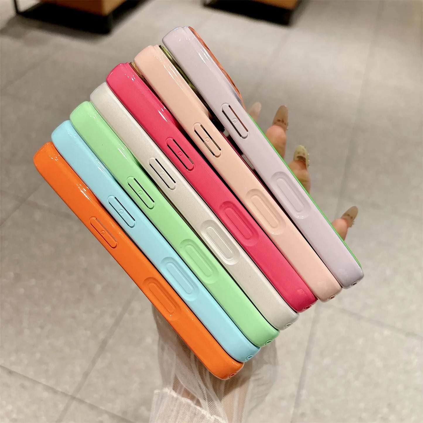 Summer Dopamine Color Block Contrast Phone Case, Crystal Camera Lens Frame Protective Anti-Scratch Cover Compatible with Iphone 17/16/15/14 Pro Pro Max