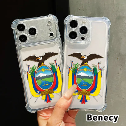Ecuador'S National Emblem Pattern Phone Case for Iphone 17 Air 16 E 15 14 13 12 Pro Max plus 11 Transparent Anti-Yellowing Four-Corner Thickened Mobile Border with Counter-Fall Safety Cushion