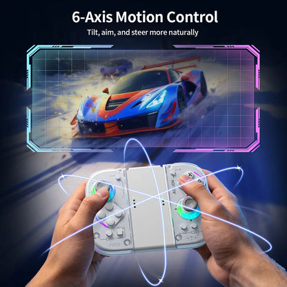 AOLION J20 Detachable Wireless RGB Game Controller for Switch - Hall Effect Joysticks, Ergonomic Grip, Clicky Buttons, Motion Control, Turbo, Adjustable Vibration, Custom Shell, Bluetooth, Cable, Storage Case, Switch Gaming Accessory