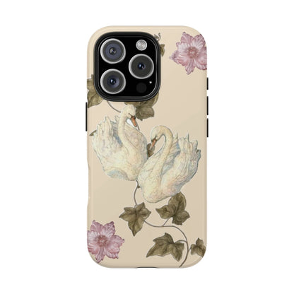Viral Rococo Swan Print Phone Case, Soft Romantic Aesthetic, Coquette Swan Lace Cover, Compatible for Iphone 17 16 15 14 13 12 11 and for Samsung S26 S25 S24 S23 S22 S21, Perfect Holiday Gift