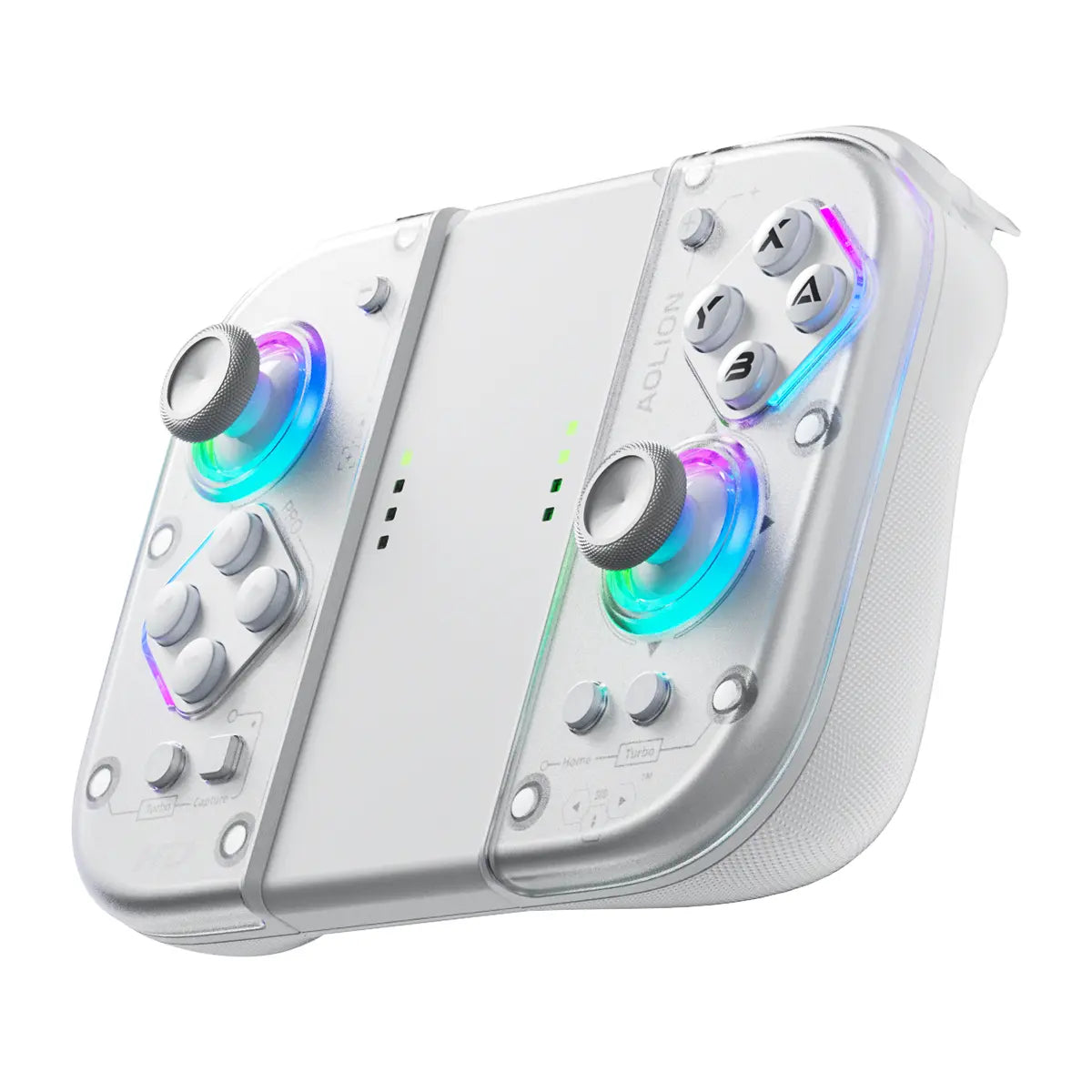 AOLION J20 Detachable Wireless RGB Game Controller for Switch - Hall Effect Joysticks, Ergonomic Grip, Clicky Buttons, Motion Control, Turbo, Adjustable Vibration, Custom Shell, Bluetooth, Cable, Storage Case, Switch Gaming Accessory